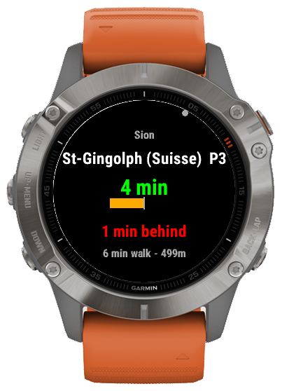 Garmin focused tracking mode with countdown