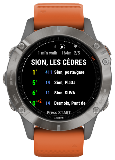 Garmin station picker showing nearby bus stops