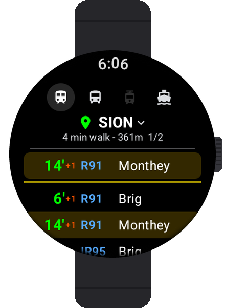 Wear OS station departures with a starred favourite from Sion